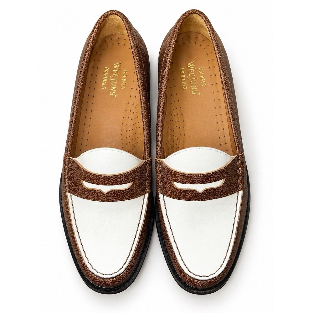 G.H. Bass Weejuns Brown White Leather Penny Loafers Women’s 7.5 M